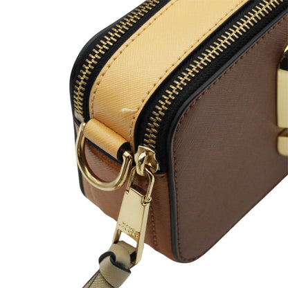 MARC JACOBS マークジェイコブス スナップショット ショルダーバッグ ブラウン イエロー レザー レディース 【中古】