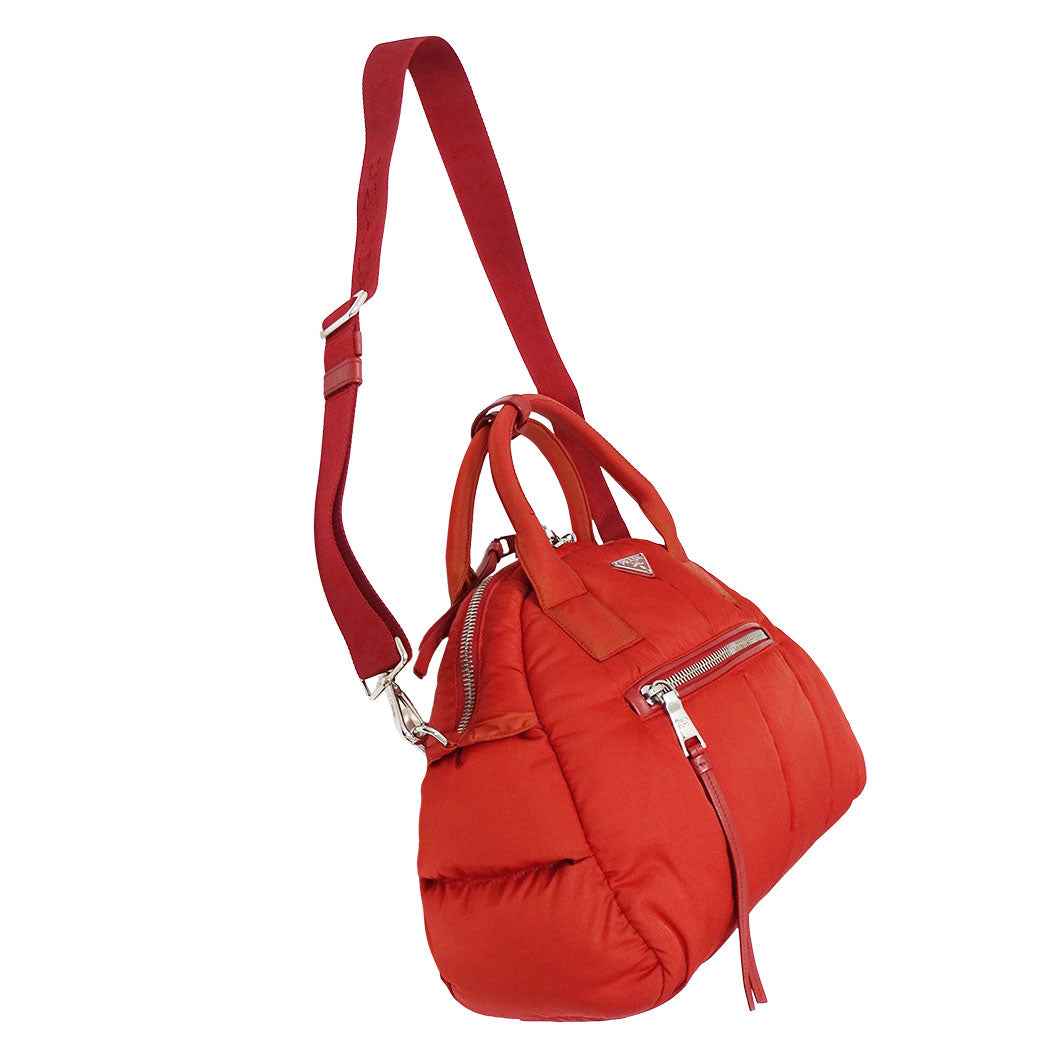 PRADA プラダ テスートボンバー 2wayバッグ レッド BL0881 ナイロン レディース 【中古】