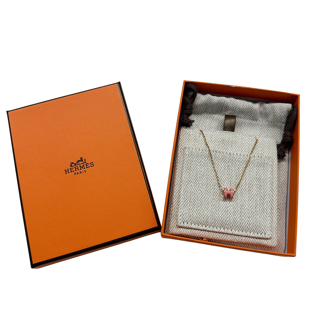 HERMES エルメス ポップ アッシュ ネックレス メタル ピンク ゴールド レディース 【中古】