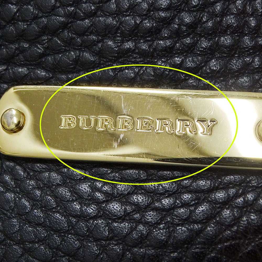 BURBERRY バーバリー トートバッグ ブラック レザー レディース 【中古】
