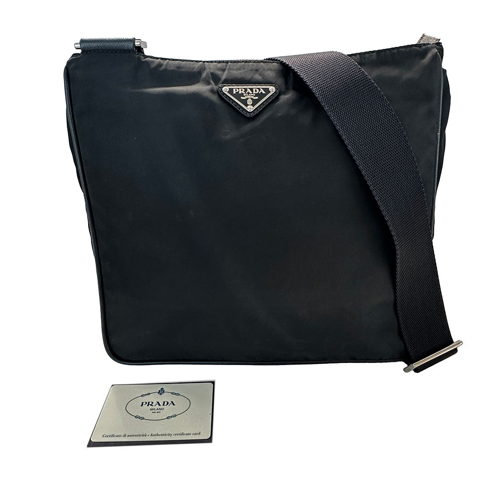 PRADA プラダ ショルダーバッグ ブラック ナイロン メンズ 【中古】