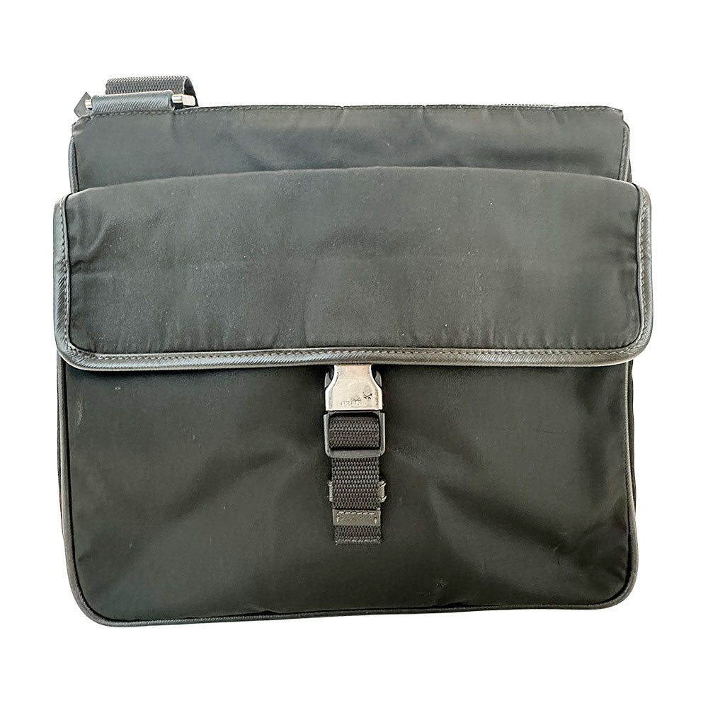 PRADA プラダ ショルダーバッグ ブラック ナイロン メンズ 【中古】