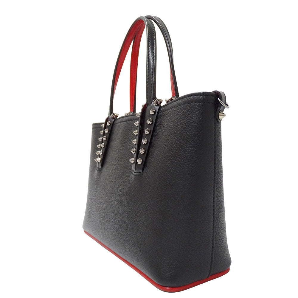 Christian Louboutin クリスチャンルブタン カバタ ミニ 2wayバッグ ブラック レッド レザー レディース 【中古】