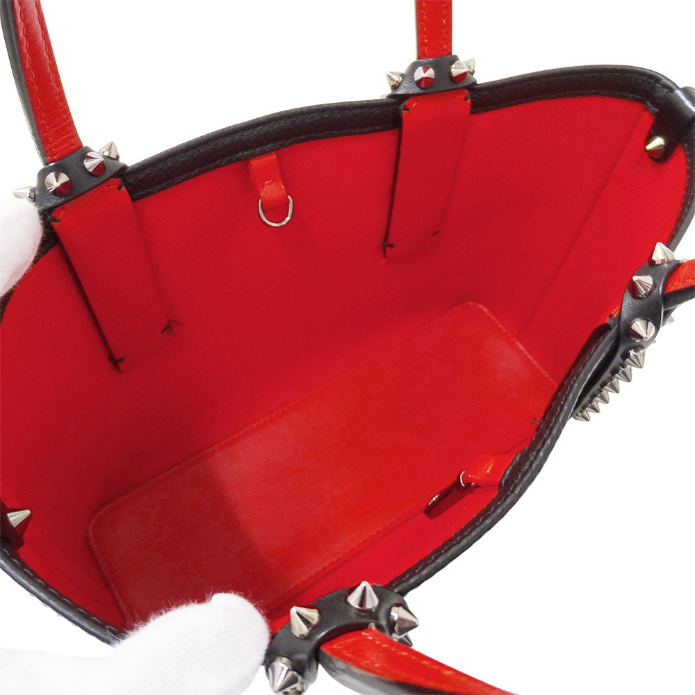 Christian Louboutin クリスチャンルブタン カバタ ミニ 2wayバッグ ブラック レッド レザー レディース 【中古】