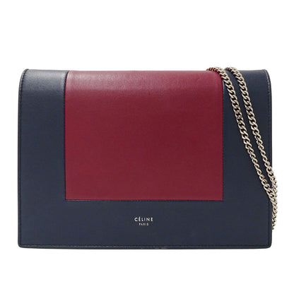 CELINE セリーヌ ショルダーバッグ ネイビー ボルドー レザー レディース 【中古】