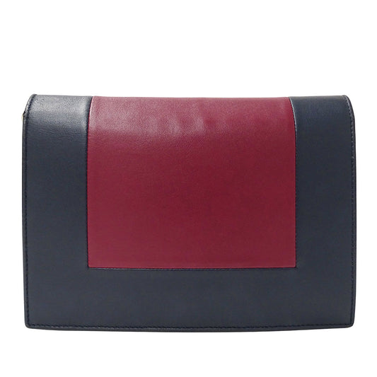 CELINE セリーヌ ショルダーバッグ ネイビー ボルドー レザー レディース 【中古】