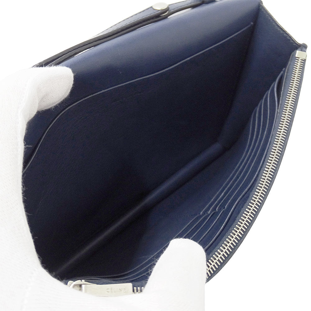 CELINE セリーヌ ショルダーバッグ ネイビー ボルドー レザー レディース 【中古】