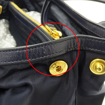 PRADA プラダ 2wayバッグ ネイビー ナイロン レディース 【中古】