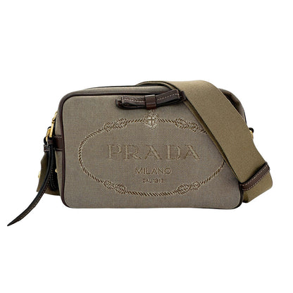 PRADA プラダ ショルダーバッグ ロゴジャガード ベージュ ブラウン 1BH089 ナイロン レディース 【中古】