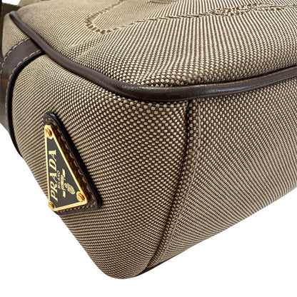 PRADA プラダ ショルダーバッグ ロゴジャガード ベージュ ブラウン 1BH089 ナイロン レディース 【中古】