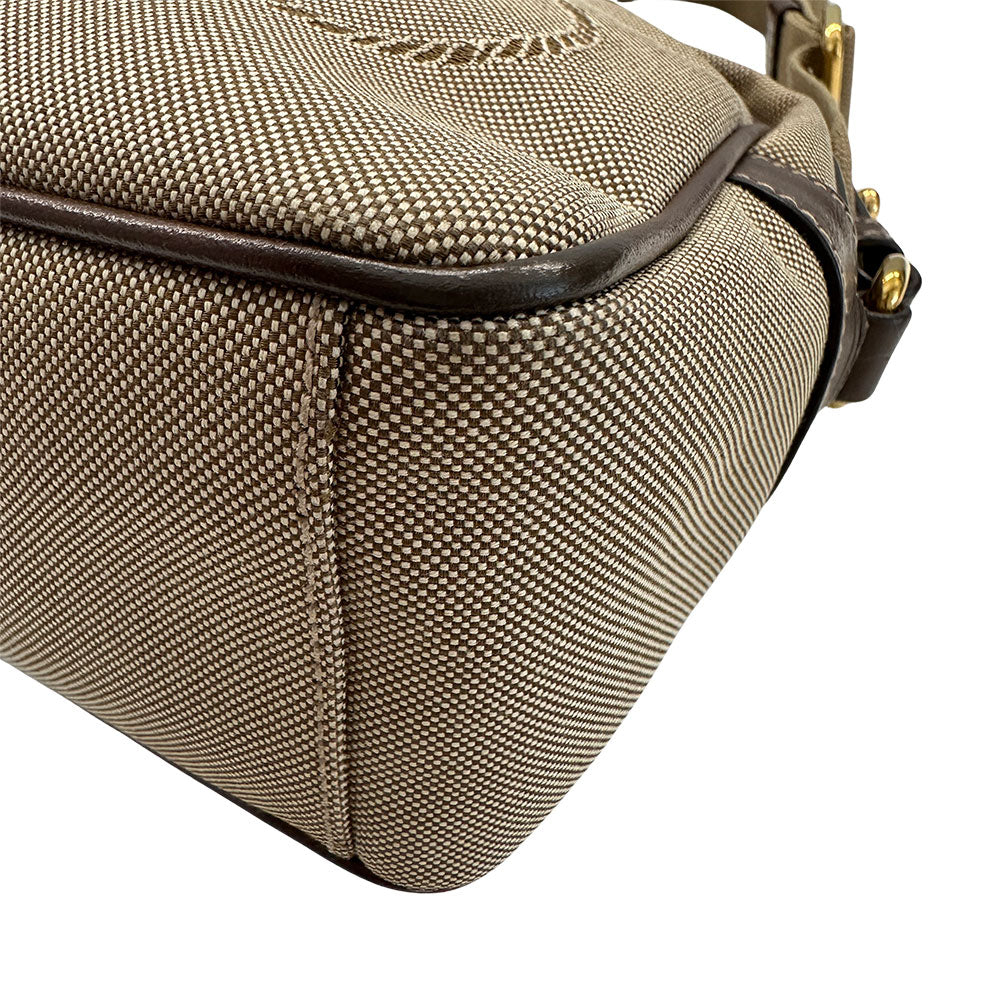 PRADA プラダ ショルダーバッグ ロゴジャガード ベージュ ブラウン 1BH089 ナイロン レディース 【中古】