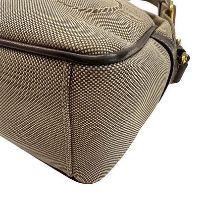 PRADA プラダ ショルダーバッグ ロゴジャガード ベージュ ブラウン 1BH089 ナイロン レディース 【中古】