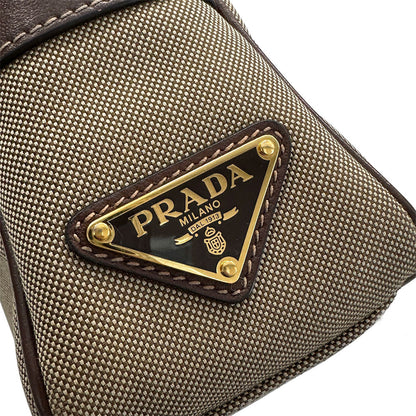 PRADA プラダ ショルダーバッグ ロゴジャガード ベージュ ブラウン 1BH089 ナイロン レディース 【中古】