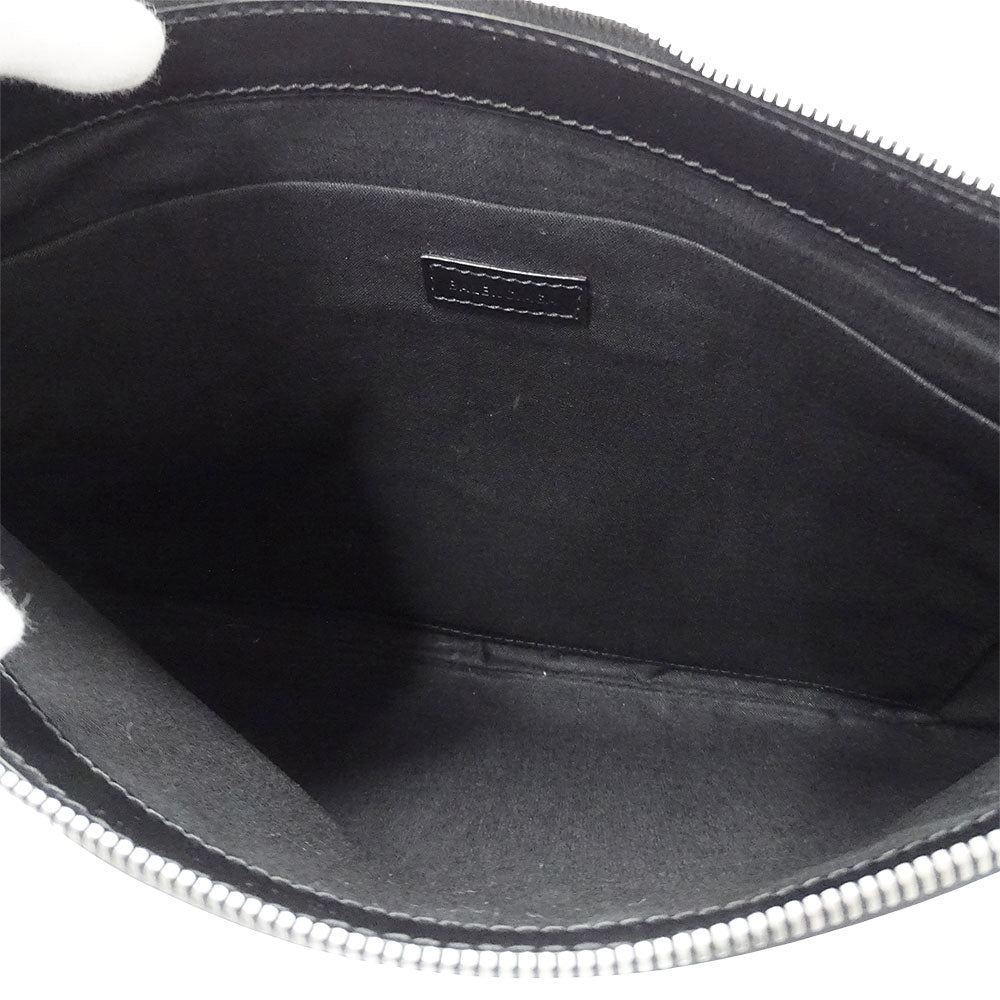 BALENCIAGA バレンシアガ ネイビークリップM クラッチ・セカンドバッグ ブラック 373834 キャンバス レディース メンズ 【中古】