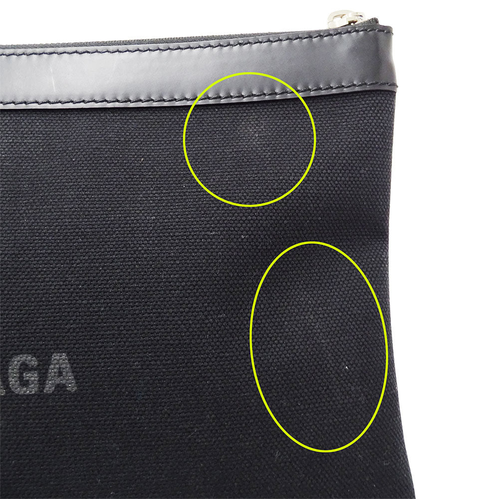 BALENCIAGA バレンシアガ ネイビークリップM クラッチ・セカンドバッグ ブラック 373834 キャンバス レディース メンズ 【中古】