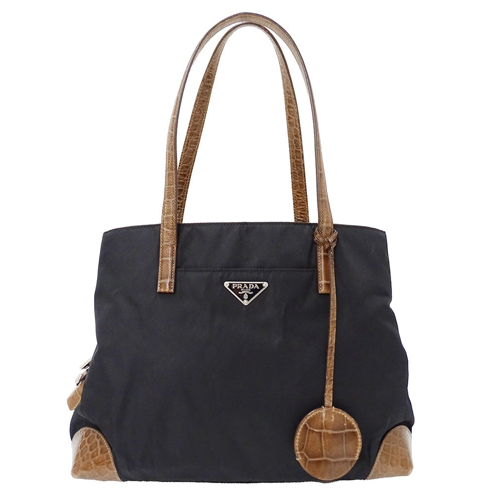 PRADA プラダ トートバッグ ブラック ナイロン レディース 【中古】