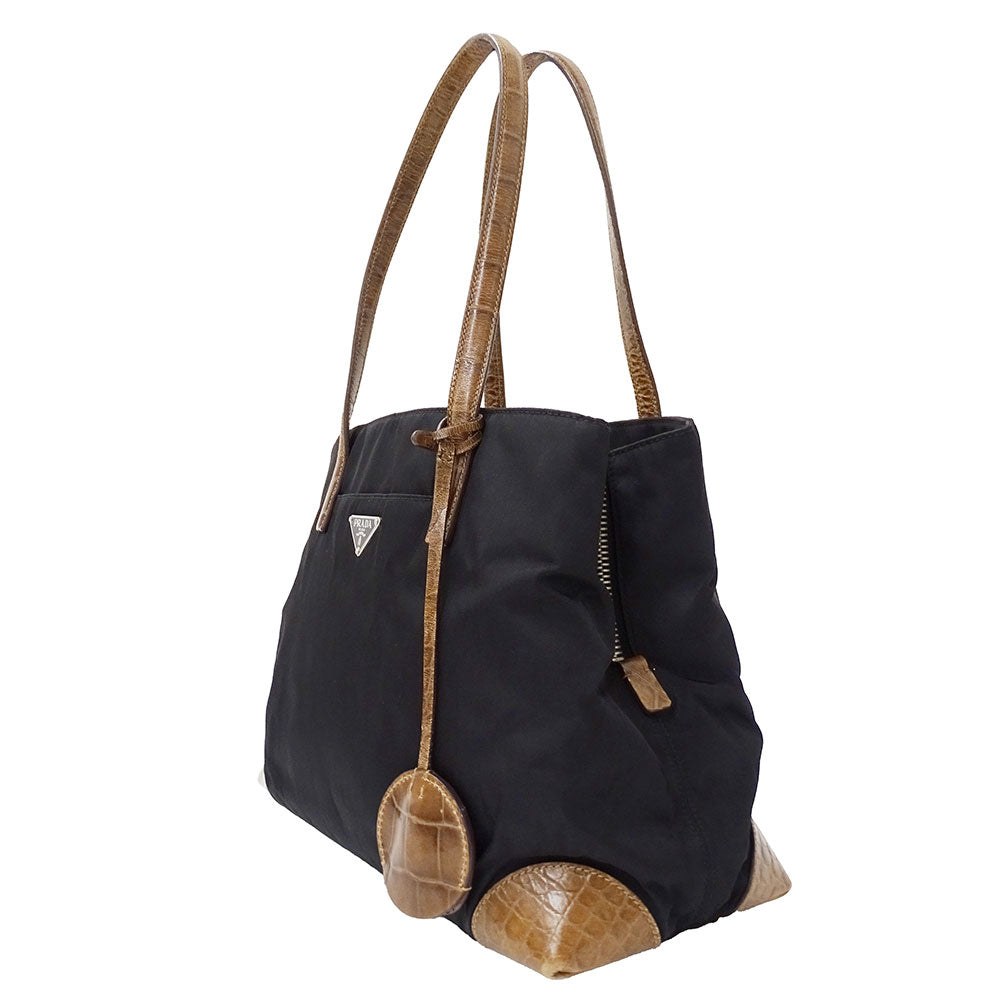 PRADA プラダ トートバッグ ブラック ナイロン レディース 【中古】