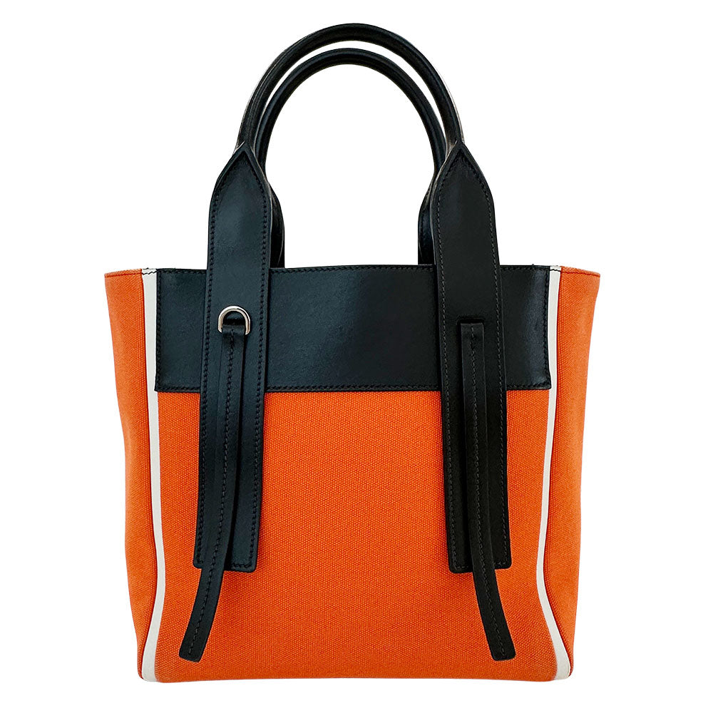 PRADA プラダ ウーヴェルチュール 2wayバッグ オレンジ ブラック キャンバス レディース 【中古】