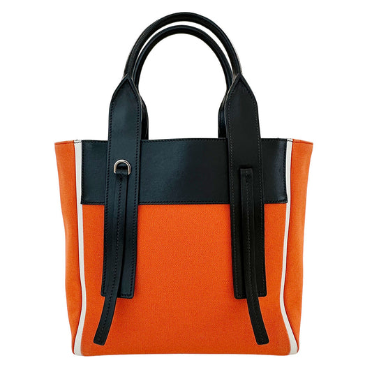 PRADA プラダ ウーヴェルチュール 2wayバッグ オレンジ ブラック キャンバス レディース 【中古】