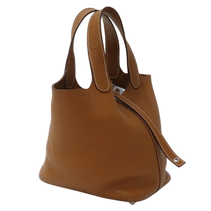 HERMES エルメス ピコタンロック PM ハンドバッグ ブラウン シルバー金具 トリヨンクレマンス レディース 【中古】