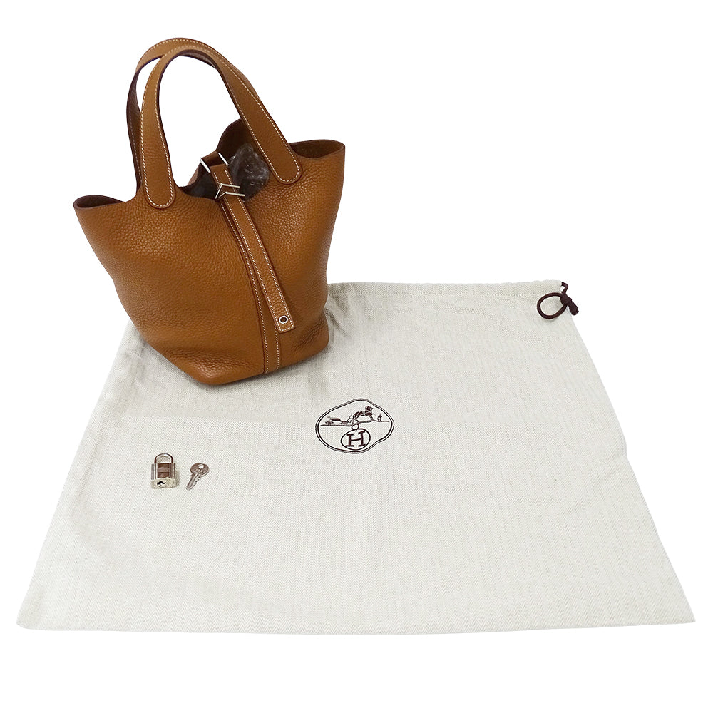 HERMES エルメス ピコタンロック PM ハンドバッグ ブラウン シルバー金具 トリヨンクレマンス レディース 【中古】