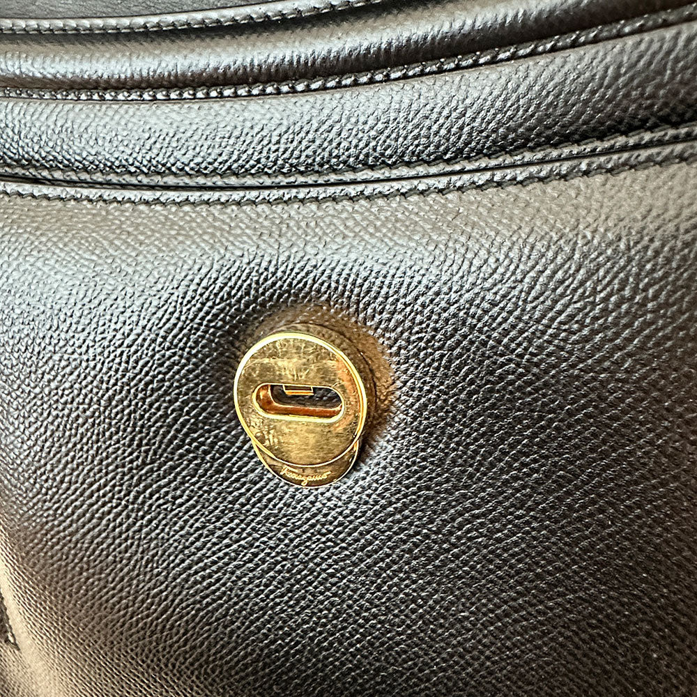 Ferragamo フェラガモ 2wayバッグ ヴァラリボン ブラック レザー レディース 【中古】