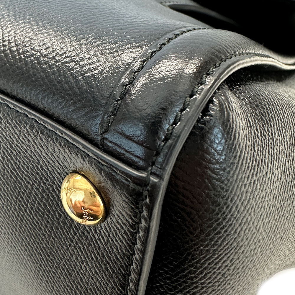 Ferragamo フェラガモ 2wayバッグ ヴァラリボン ブラック レザー レディース 【中古】