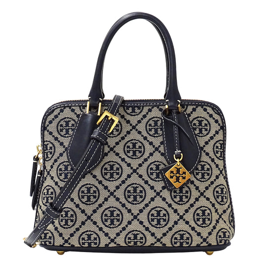 Tory Burch トリーバーチ 2wayバッグ ネイビー ベージュ キャンバス レディース 【中古】
