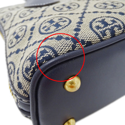 Tory Burch トリーバーチ 2wayバッグ ネイビー ベージュ キャンバス レディース 【中古】