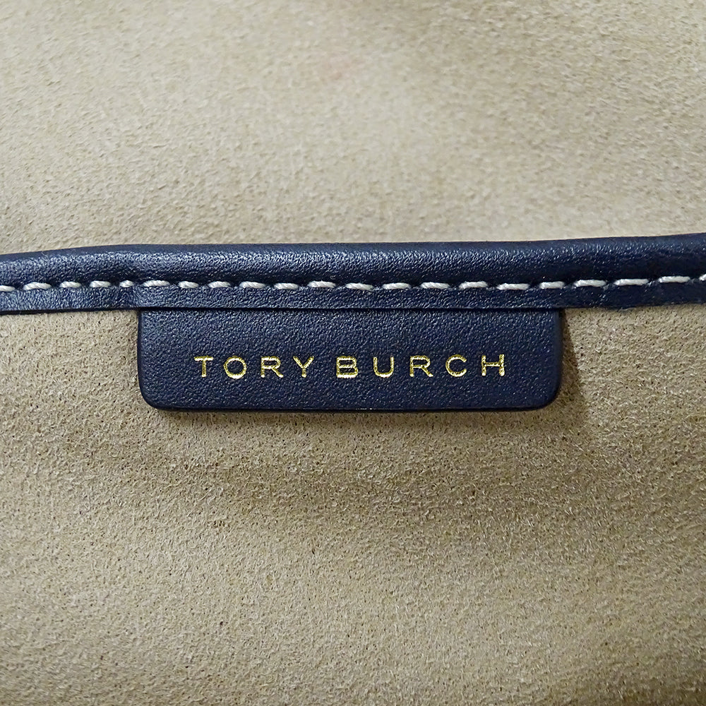 Tory Burch トリーバーチ 2wayバッグ ネイビー ベージュ キャンバス レディース 【中古】