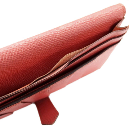 HERMES エルメス ベアン スフレ 長財布 ルージュカザック フラミンゴ シルバー金具 ヴォーエプソン レディース 【中古】