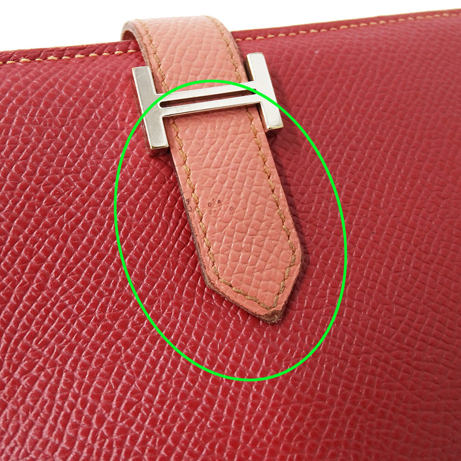 HERMES エルメス ベアン スフレ 長財布 ルージュカザック フラミンゴ シルバー金具 ヴォーエプソン レディース 【中古】