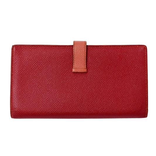 HERMES エルメス ベアン スフレ 長財布 ルージュカザック フラミンゴ シルバー金具 ヴォーエプソン レディース 【中古】