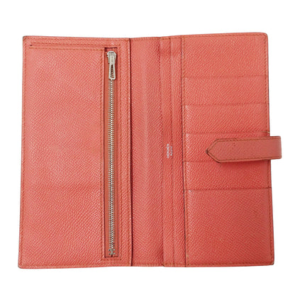 HERMES エルメス ベアン スフレ 長財布 ルージュカザック フラミンゴ シルバー金具 ヴォーエプソン レディース 【中古】