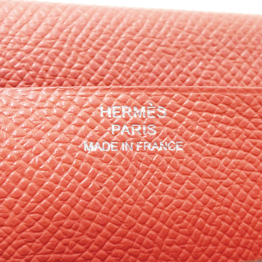 HERMES エルメス ベアン スフレ 長財布 ルージュカザック フラミンゴ シルバー金具 ヴォーエプソン レディース 【中古】