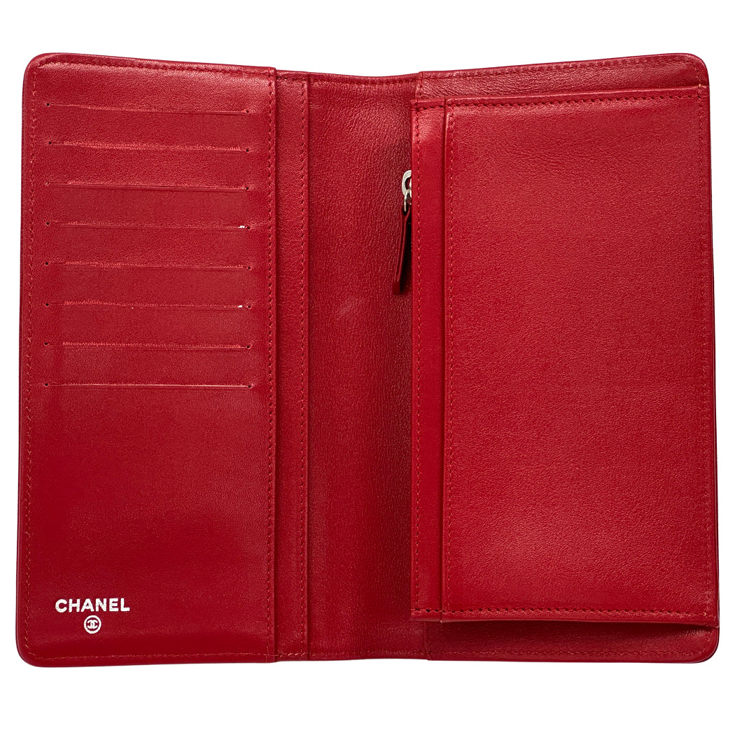 CHANEL シャネル 長財布 セブルガ レッド シルバー金具 レザー レディース 【中古】