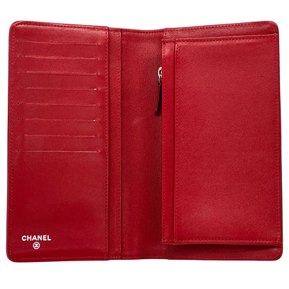 CHANEL シャネル 長財布 セブルガ レッド シルバー金具 レザー レディース 【中古】