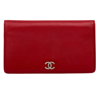 CHANEL シャネル 長財布 セブルガ レッド シルバー金具 レザー レディース 【中古】