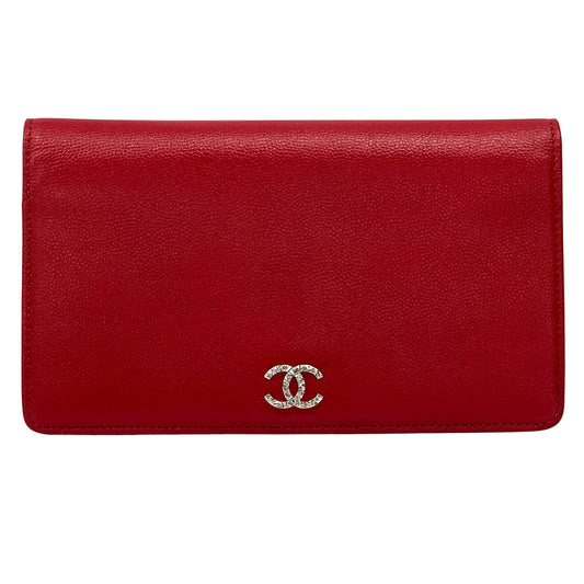 CHANEL シャネル 長財布 セブルガ レッド シルバー金具 レザー レディース 【中古】