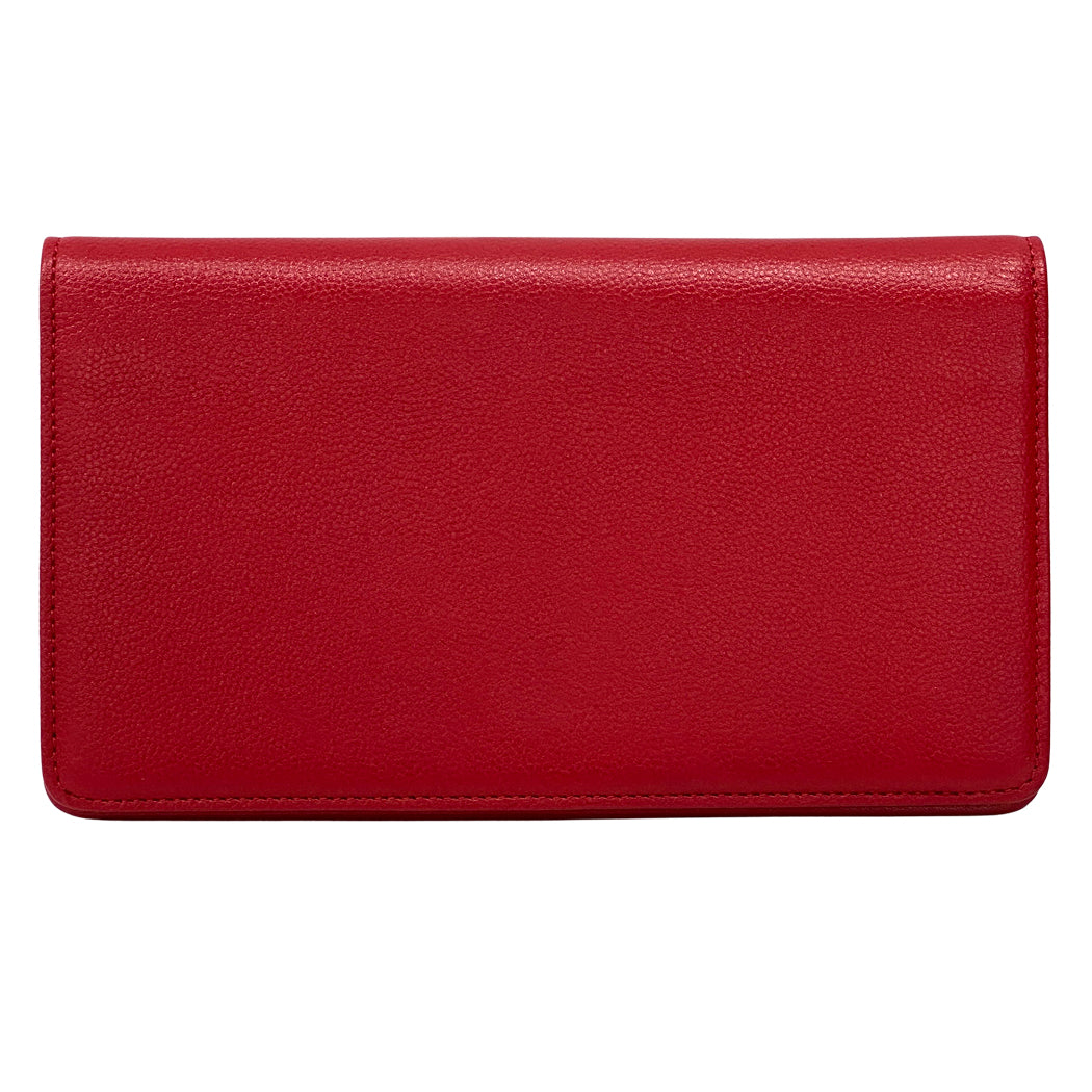 CHANEL シャネル 長財布 セブルガ レッド シルバー金具 レザー レディース 【中古】