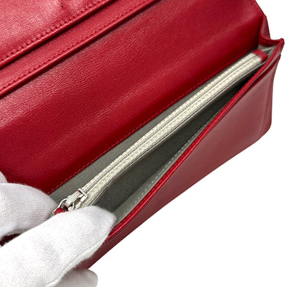 CHANEL シャネル 長財布 セブルガ レッド シルバー金具 レザー レディース 【中古】