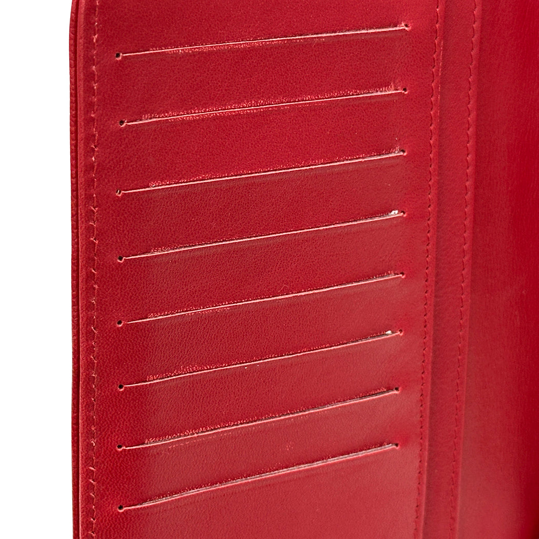 CHANEL シャネル 長財布 セブルガ レッド シルバー金具 レザー レディース 【中古】