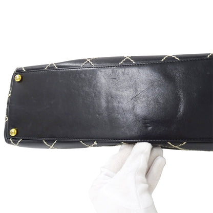 CHANEL シャネル トートバッグ ワイルドステッチ ブラック ゴールド金具 レザー レディース 【中古】