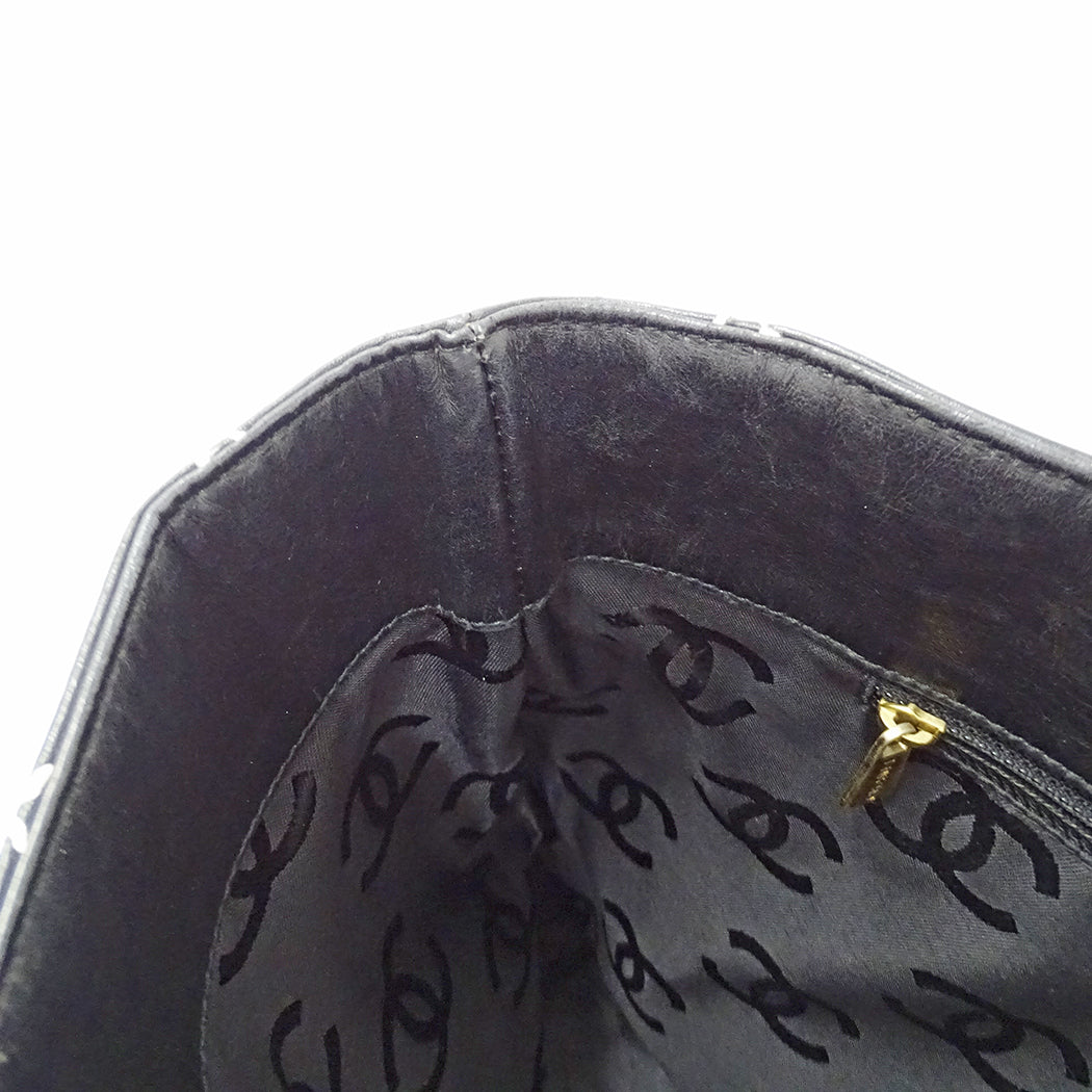 CHANEL シャネル トートバッグ ワイルドステッチ ブラック ゴールド金具 レザー レディース 【中古】