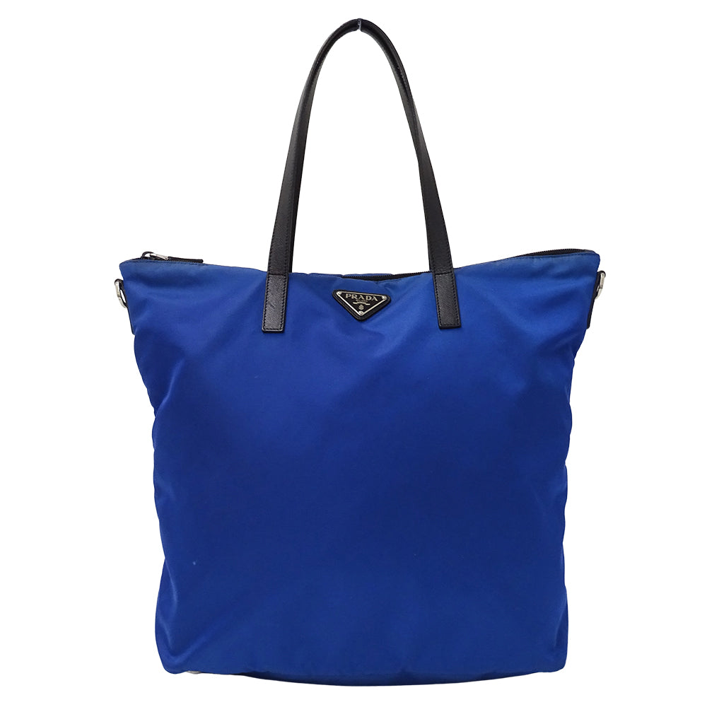 PRADA プラダ トートバッグ ブルー ナイロン レディース 【中古】