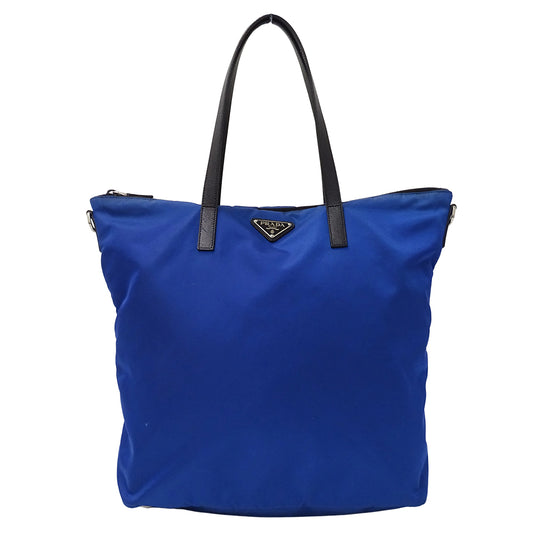 PRADA プラダ トートバッグ ブルー ナイロン レディース 【中古】