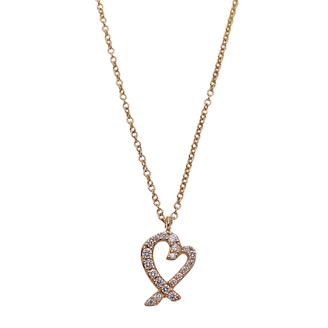 TIFFANY&Co. ティファニー パロマピカソ ラビングハート ネックレス 750PG ダイヤモンド レディース 磨き済み【中古】