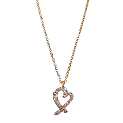 TIFFANY&Co. ティファニー パロマピカソ ラビングハート ネックレス 750PG ダイヤモンド レディース 磨き済み【中古】