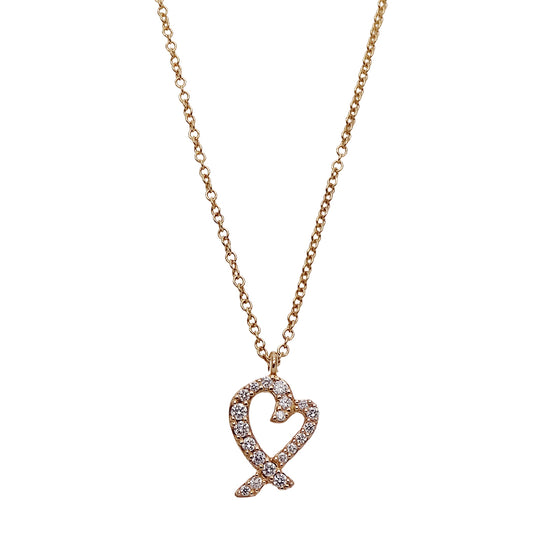 TIFFANY&Co. ティファニー パロマピカソ ラビングハート ネックレス 750PG ダイヤモンド レディース 磨き済み【中古】