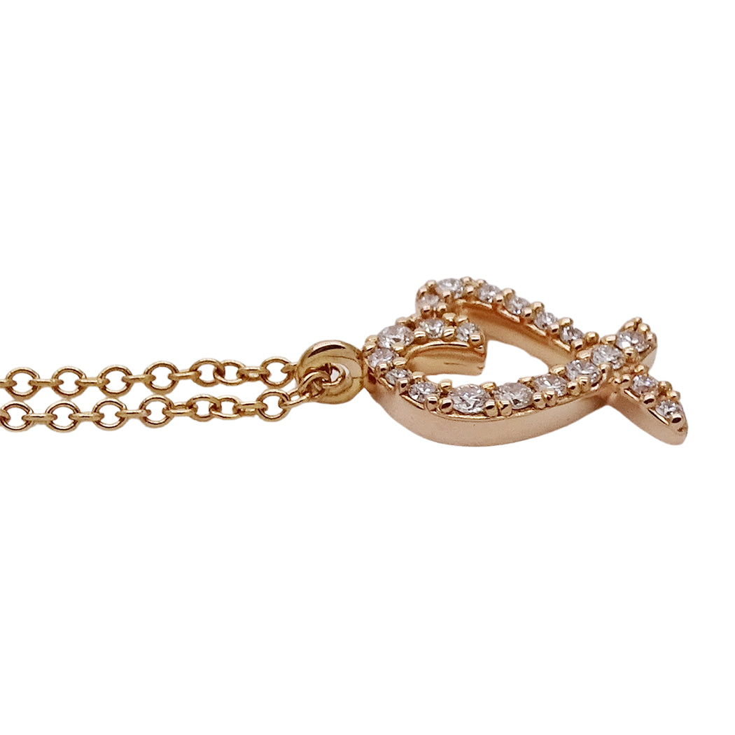 TIFFANY&Co. ティファニー パロマピカソ ラビングハート ネックレス 750PG ダイヤモンド レディース 磨き済み【中古】
